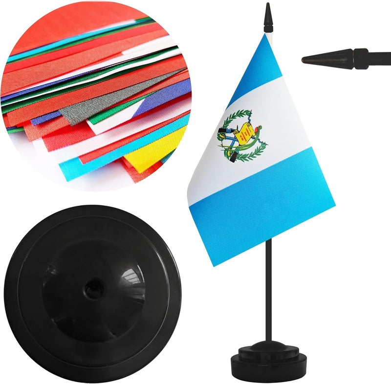 Yamiuo 2 Pack Guatemala Desk Flag Set, Guatemalan Desktop Small Miniature Table Office Flag with 12" Black Pole and Black Base, Offices, Classroom, Home, Festival Decoration (Guatemala) - Image 3